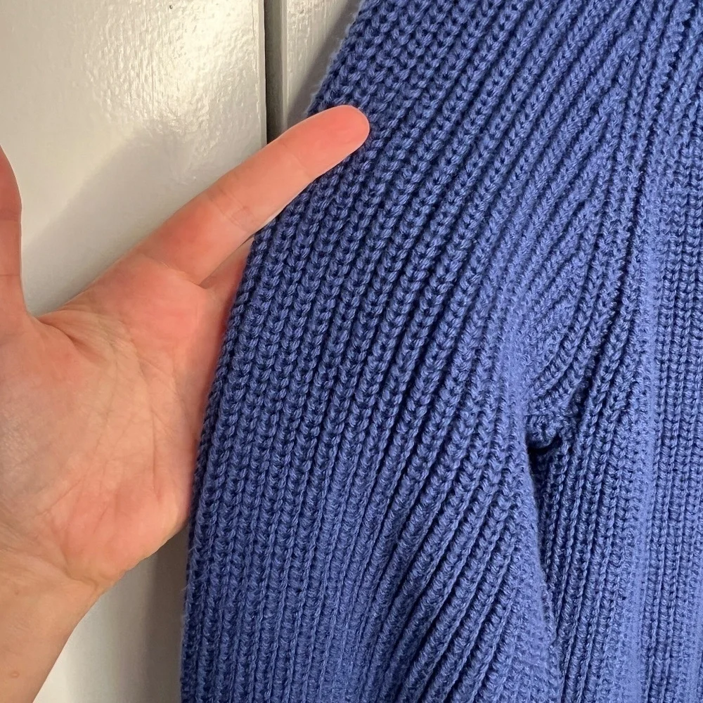 J. Crew Heritage cotton shaker-stitch sweater Size L Blue chunky knit